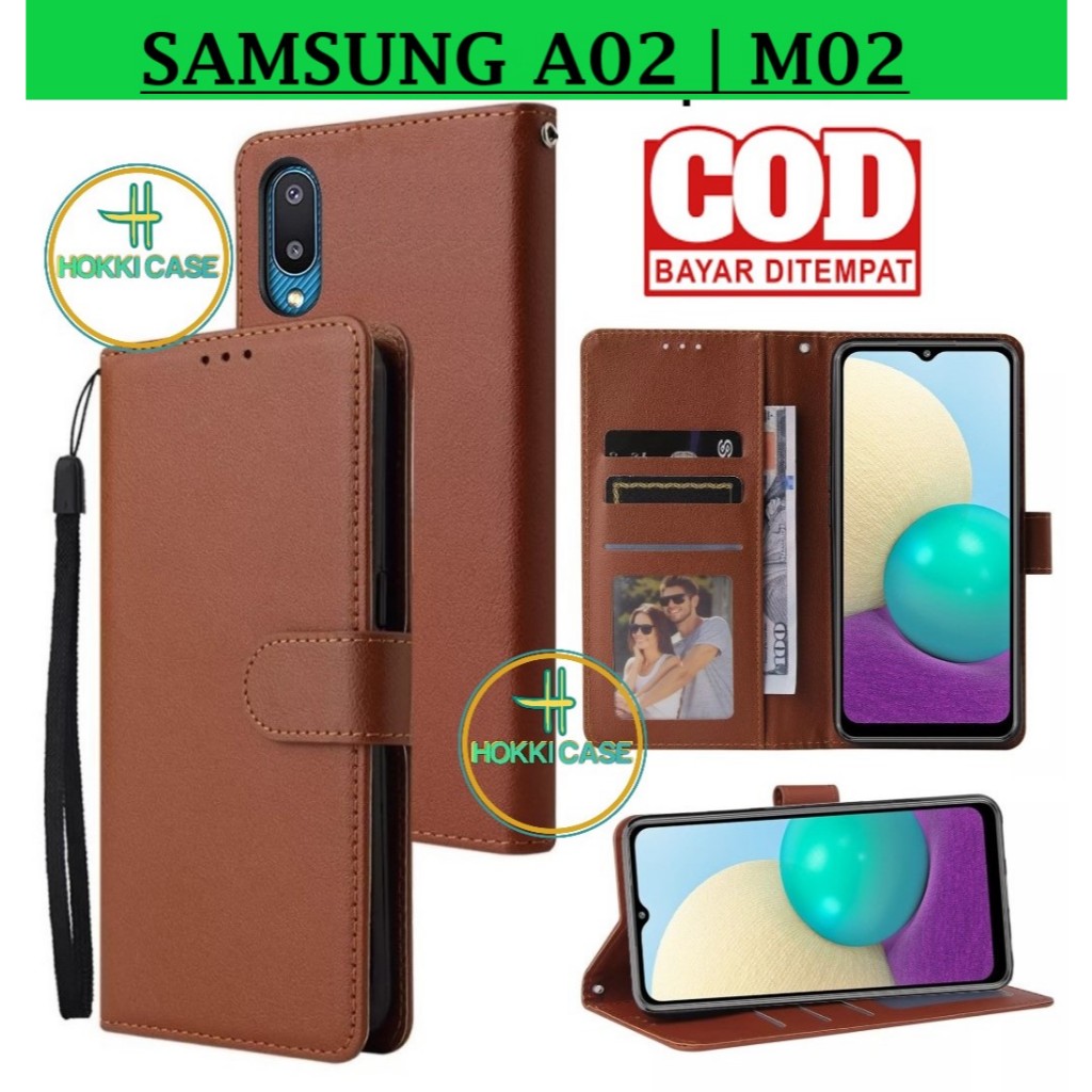 SAMSUNG GALAXY A02/M02 FLIP LEATHER CASE PREMIUM-FLIP WALLET CASE KULIT UNTUK SAMSUNG GALAXY A02/M02