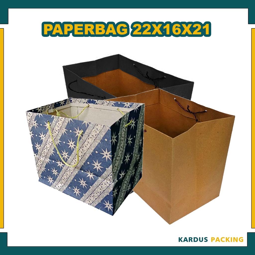 

Paper Bag 22x16x21 (PAKET 12 PCS) / Tas Kertas / Tas Kado / Tas Souvenir