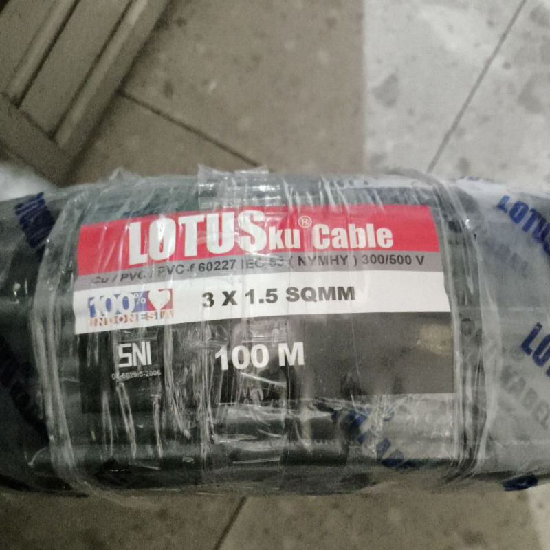 Tembaga Full 3x1.5 3x1,5 mm Kabel Serabut Lotus SNI