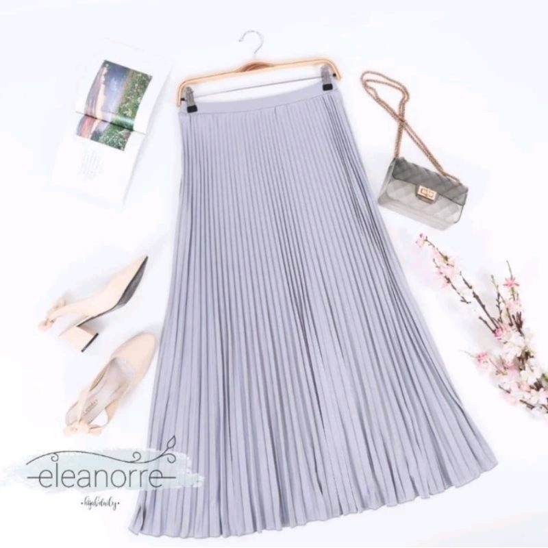 Eleanorre rok plisket warna abu muda (preloved)