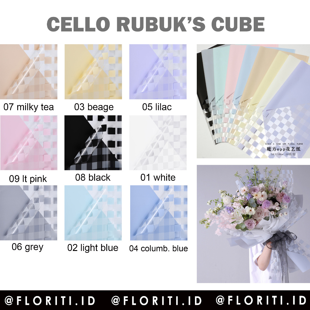 

(20 Lembar) Kertas Buket Cellophane Rubik's Cube/Flower Wrapping