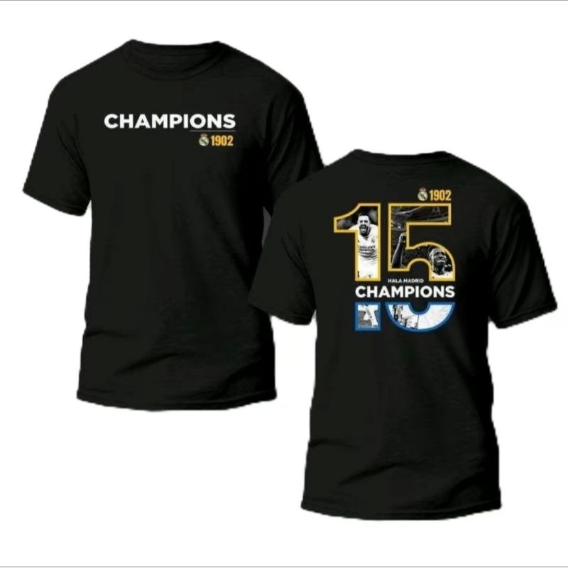 KAOS CHAMPIONS 15 REAL MADRID 1902 - TSHIRT DISTRO BAHAN KATUN