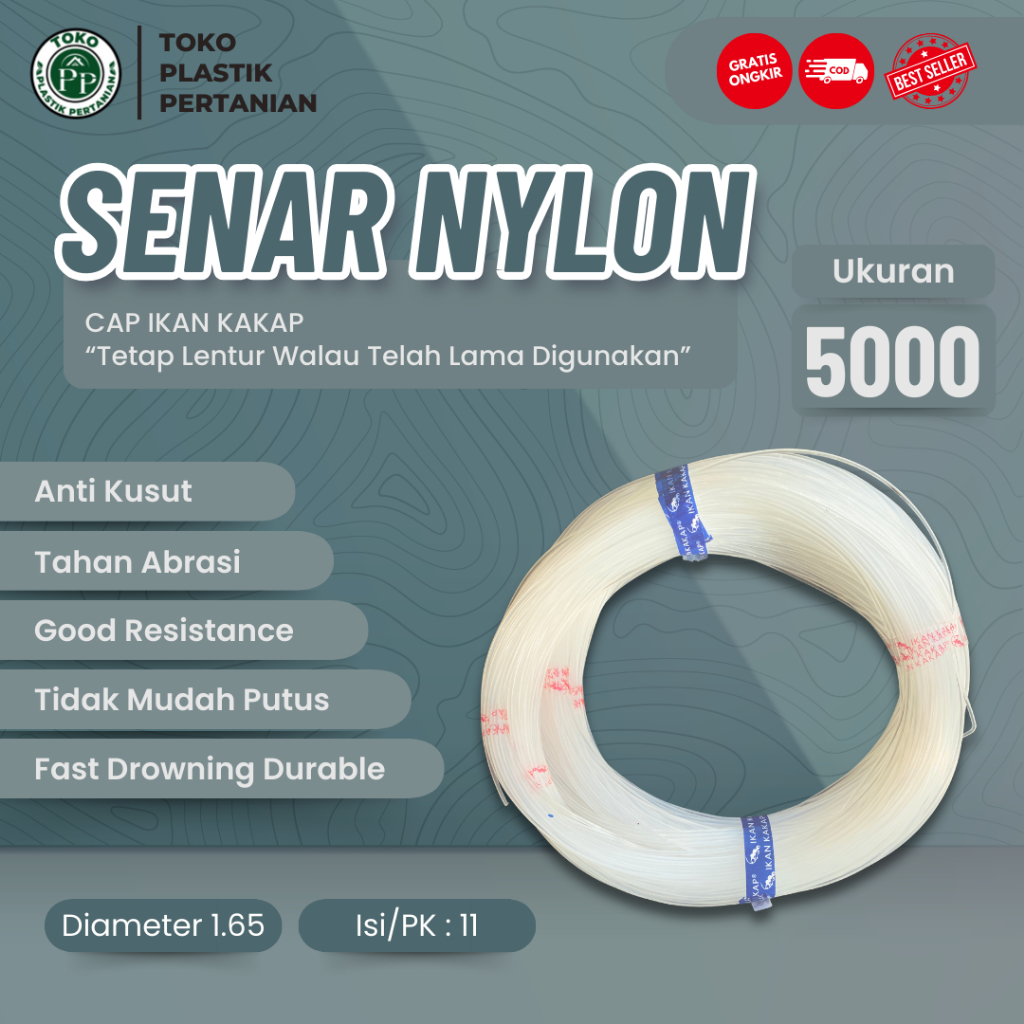 Senar Cap Ikan Kakap  Ukuran 5000 (140)  per Roll /Tali Senar Pancing / Senar Layangan