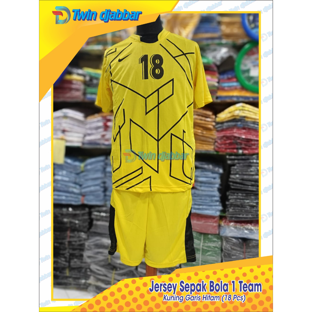 Baju Bola 1 Team 18 Stel Warna Kuning