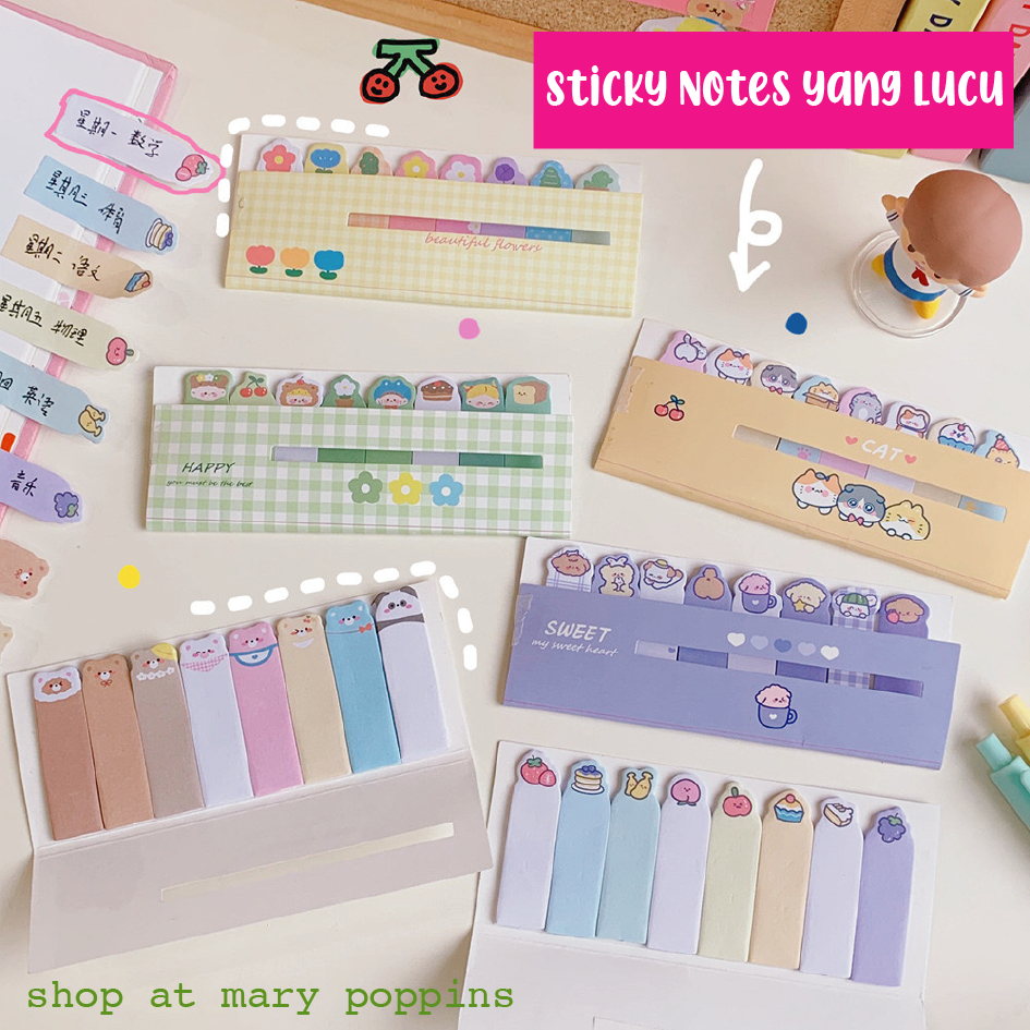 

Sticky Notes Memo Tempel Memopad Sticker Pembatas Buku Motif Kartun Lucu Warna-Warni