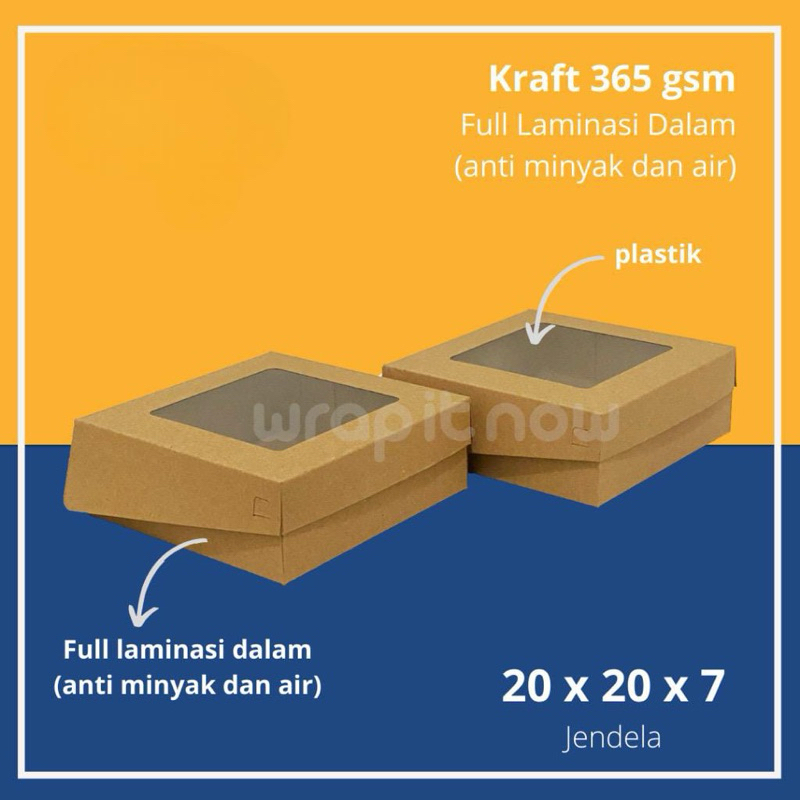 

KOTAK BROWNIES 20x20x7 DUS BROWNIES KOTAK NASI