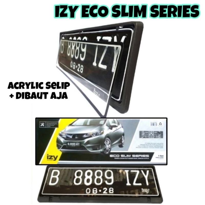 IZY Dudukan Tempat Plat Nomor Mobil Mika Acrilic Model Selip Cover Tatakan Wadah Frame Bingkai Nomer
