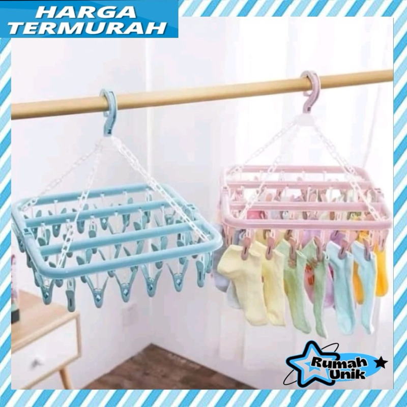 Jemuran Baju Bayi 32 Jepit / Hanger Kotak Gantung Pakaian RUMAH_UNIK
