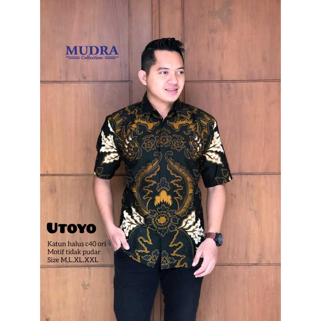 Batik Mudra Collection / Batik Pria Lengan Pendek / Batik Terbaru / Utoyo / Mudra Hijab