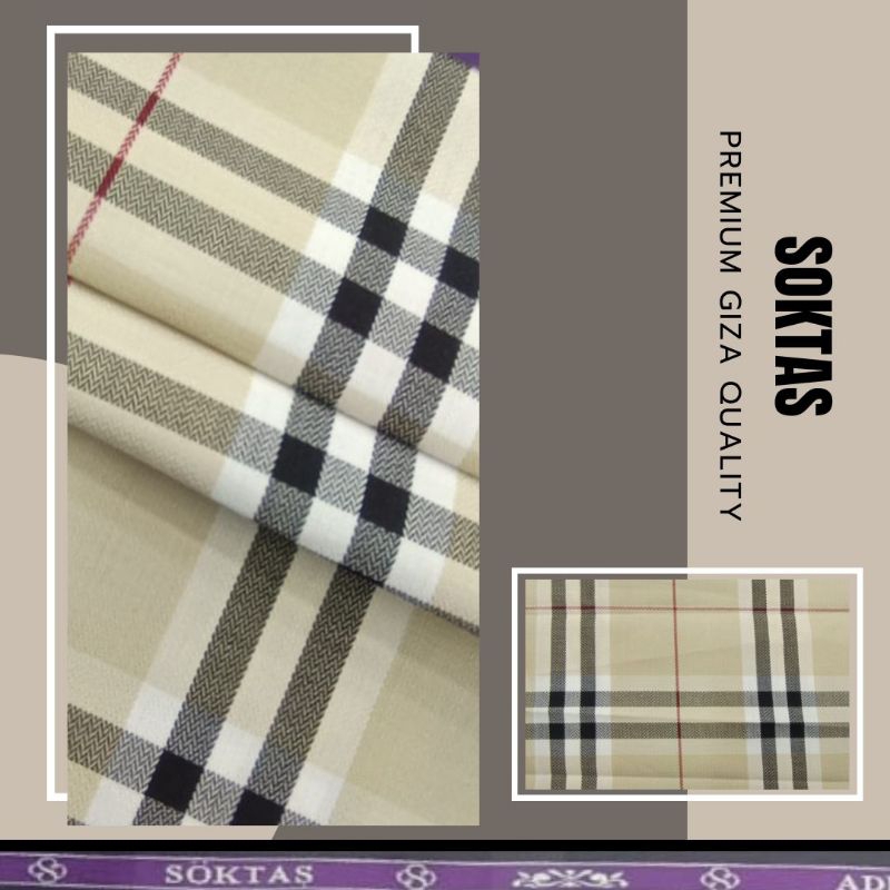 KATUN PREMIUM | BAHAN KAIN BAJU | KAIN KEMEJA KATUN MOTIF KOTAK KOTAK KUNING