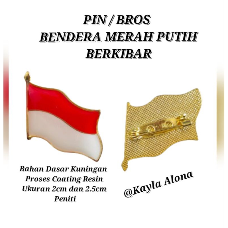 PIN BENDERA MERAH PUTIH BERKIBAR ( KUNINGAN )