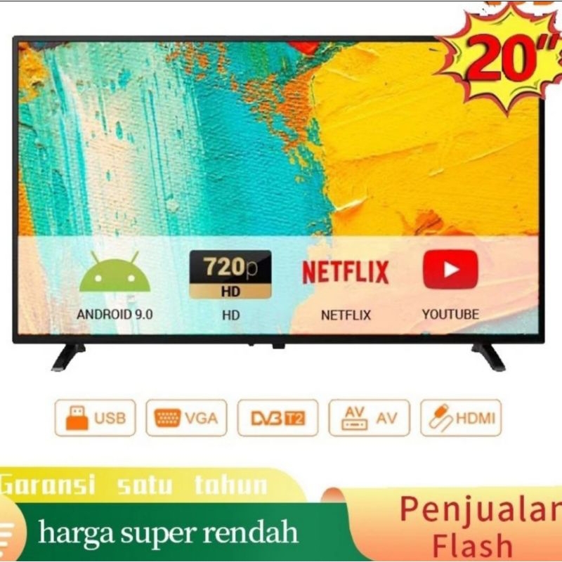 NEW Smart TV Android 20 Inch YouTube Netflix Garansi Resmi