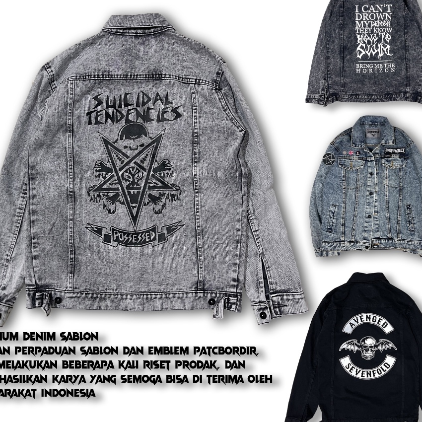 Cepat JAKET JEANS SABLON KOLABORASI DENGAN BORDIR MOTIF BAND BRING ME THE HORIZON YANG MENGHASILKAN 