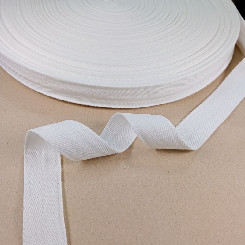 piterban katun/pita katun broken white lebar 2,5 cm harga untuk 1 roll