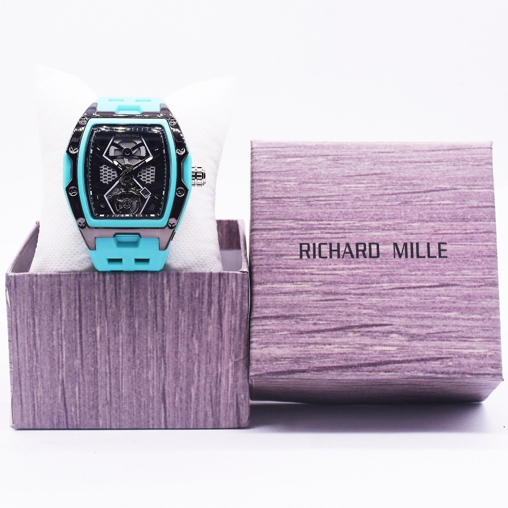 Jam Tangan Pria Rm-2415 Tali Rubber Body Karet Chrono Variasi Tanggal Aktif Box Exclusive