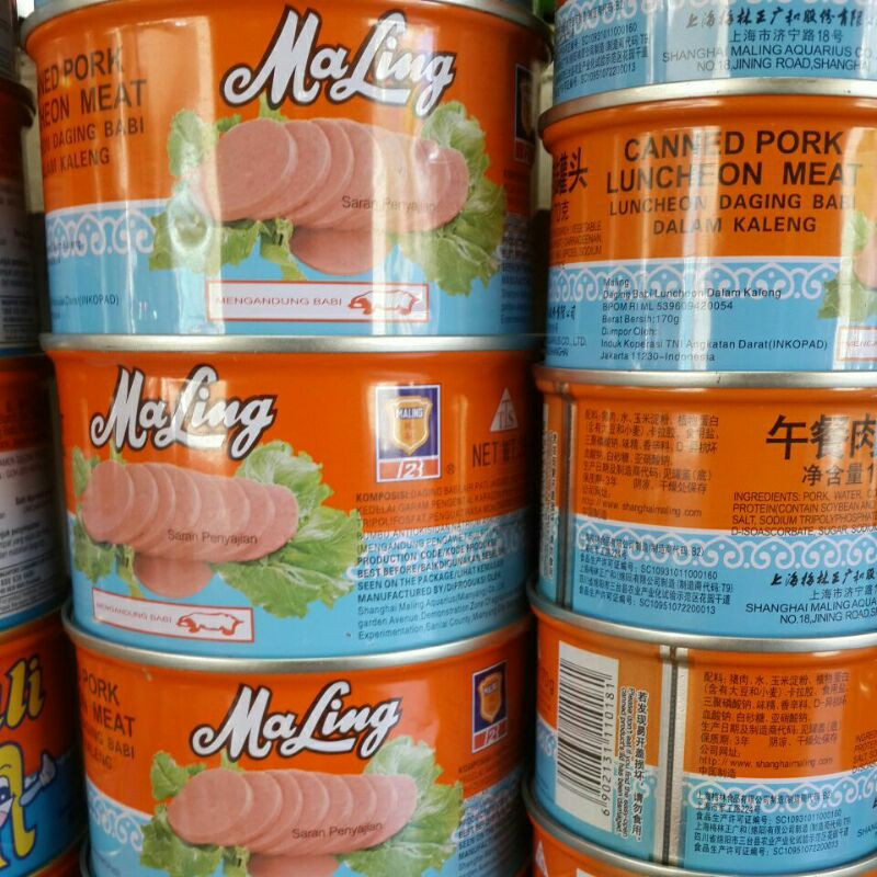 

397 MALING TTS CANNED HAM PORK LUNCHEON MEAT / maling babi / daging babi kaleng ukuran kaleng besar