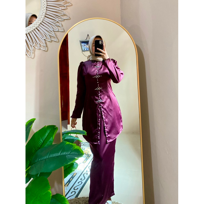 TERBARU!! satu set kurung melayu wanita baju pesta kondang slimfit pakaian adat melayu