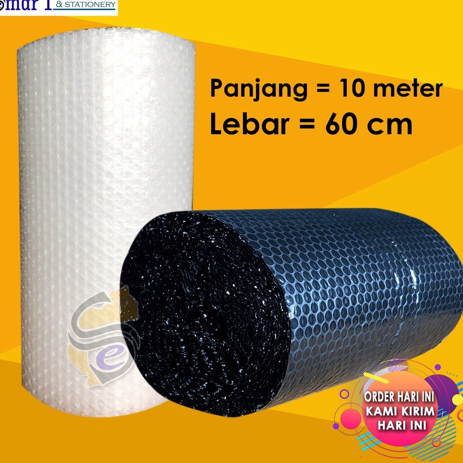 

Keren abis BUBBLE WRAP 1M X 6CM TEBAL READY WARNA HITAM PUTIH