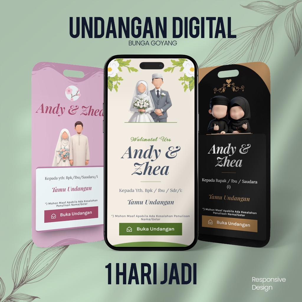 Undangan Digital Oline Tema Muslim Syari Premium Tanpa Foto Murah