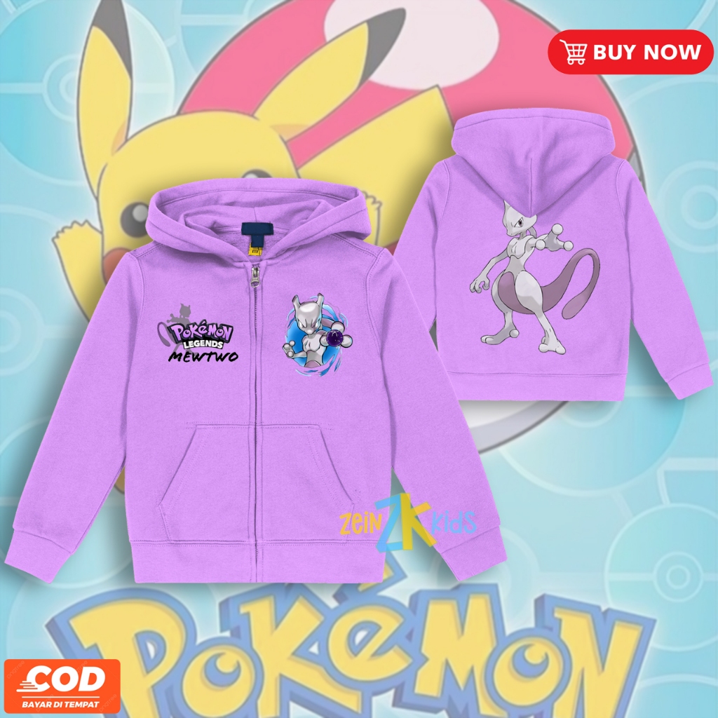 Jaket Hoodie Anak Pokemon MewTwo | Hoodie Zipper Anak Pokemon Mewtwo