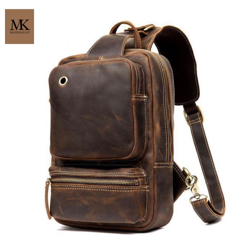 LEATHER SLING BAG TAS SLEMPANG FULL KULIT ASLI VINTAGE HANDMADE MK.024