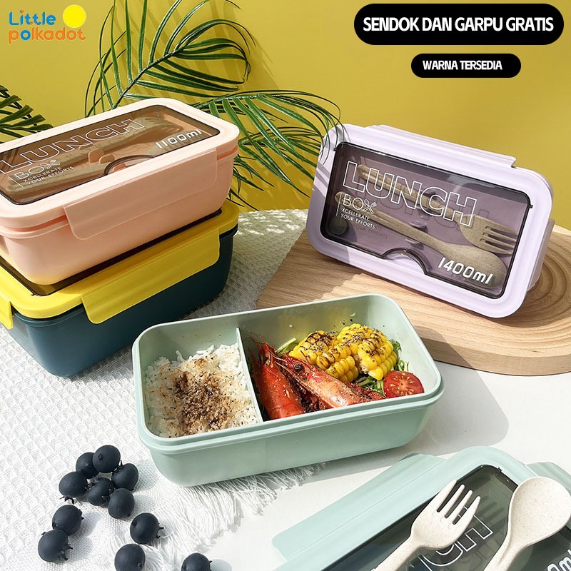 LUNCH BOX Set lunch box bpa free Kotak Bekal Makan Set 4 In 1 TEMPAT MAKAN 1100ML FREE SENDOK DAN GA