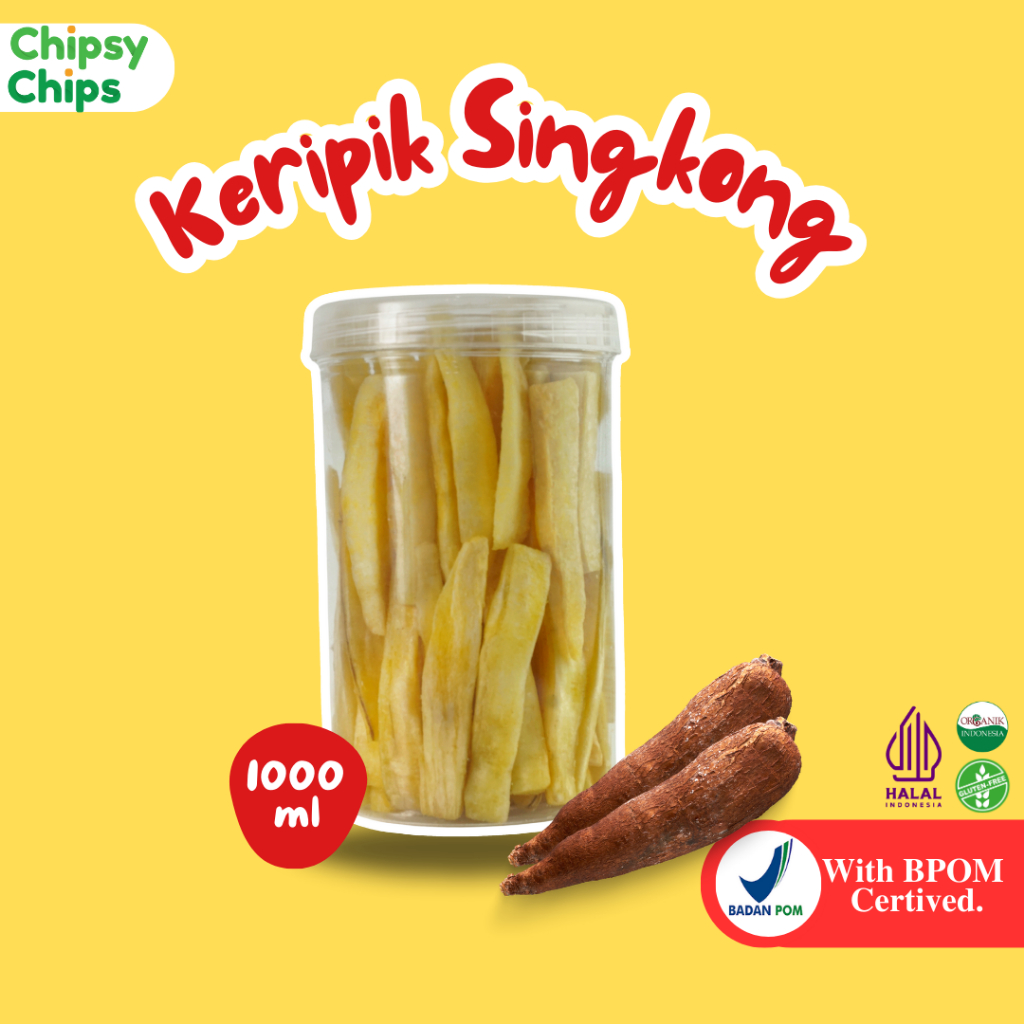 

CHIPSYCHIPS KERIPIK SAYUR SINGKONG 1000ML / VEGGIE CHIPS CASSAVA / HEALTHY SNACK HALAL & BPOM