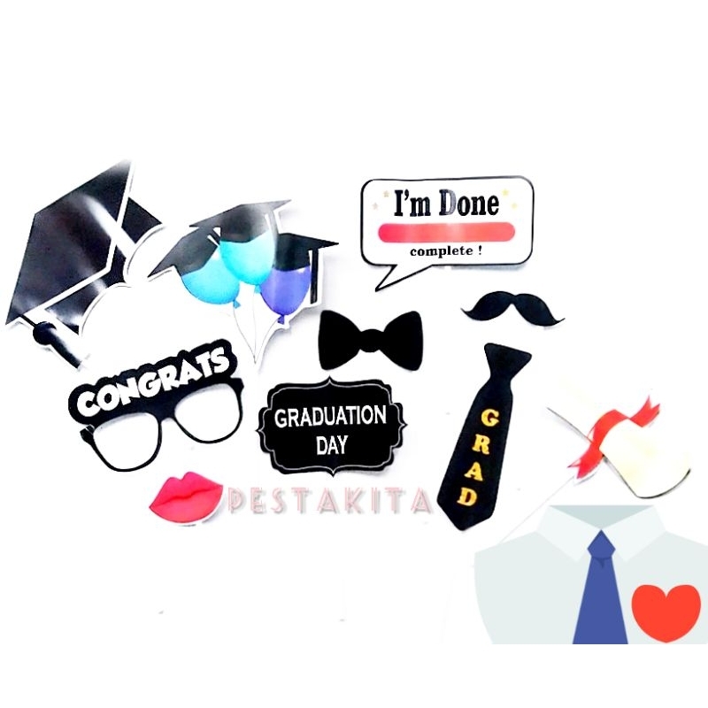 PHOTOBOOTH PROPERTY GRADUATION / WISUDA POTO BOOTH / PROPERTY PHOTOBOOTH WISUDA ISI 10 PCS