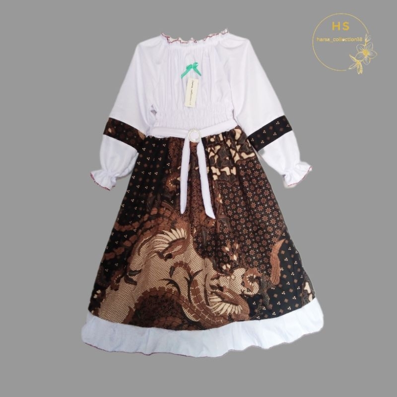 gamis batik anak gamis anak perempuan gamis muslim anak perempuan kombinasi umur 3-4 tahun