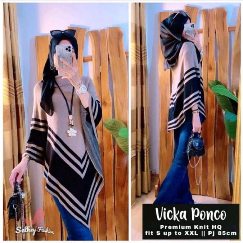 VICKA PONCHO RAJUT IMPORT ALLSIZE BY SELKEY FASHION