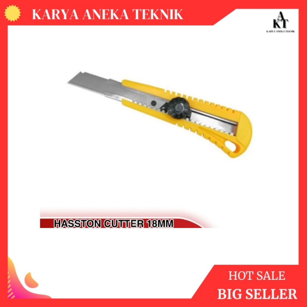 

HASSTON Pisau Cutter Handle Plastik Kuning 18mm 0820-101
