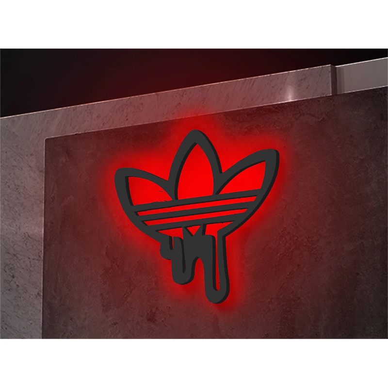 Lampu tidur logo adidass hiasan dinding kamar cowok dekorasi kamar lampu tidur