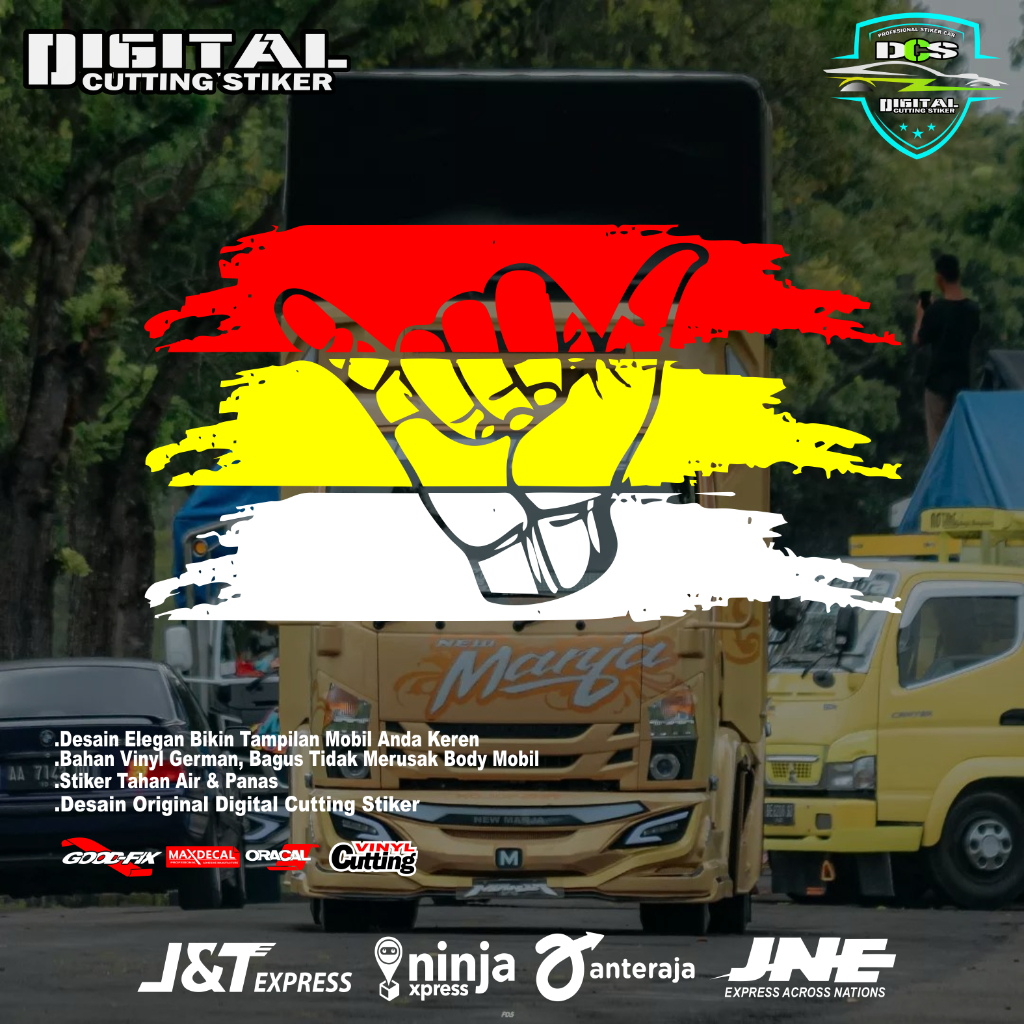 Stiker gambar tangan kaca mobil pickup truk sticker truk