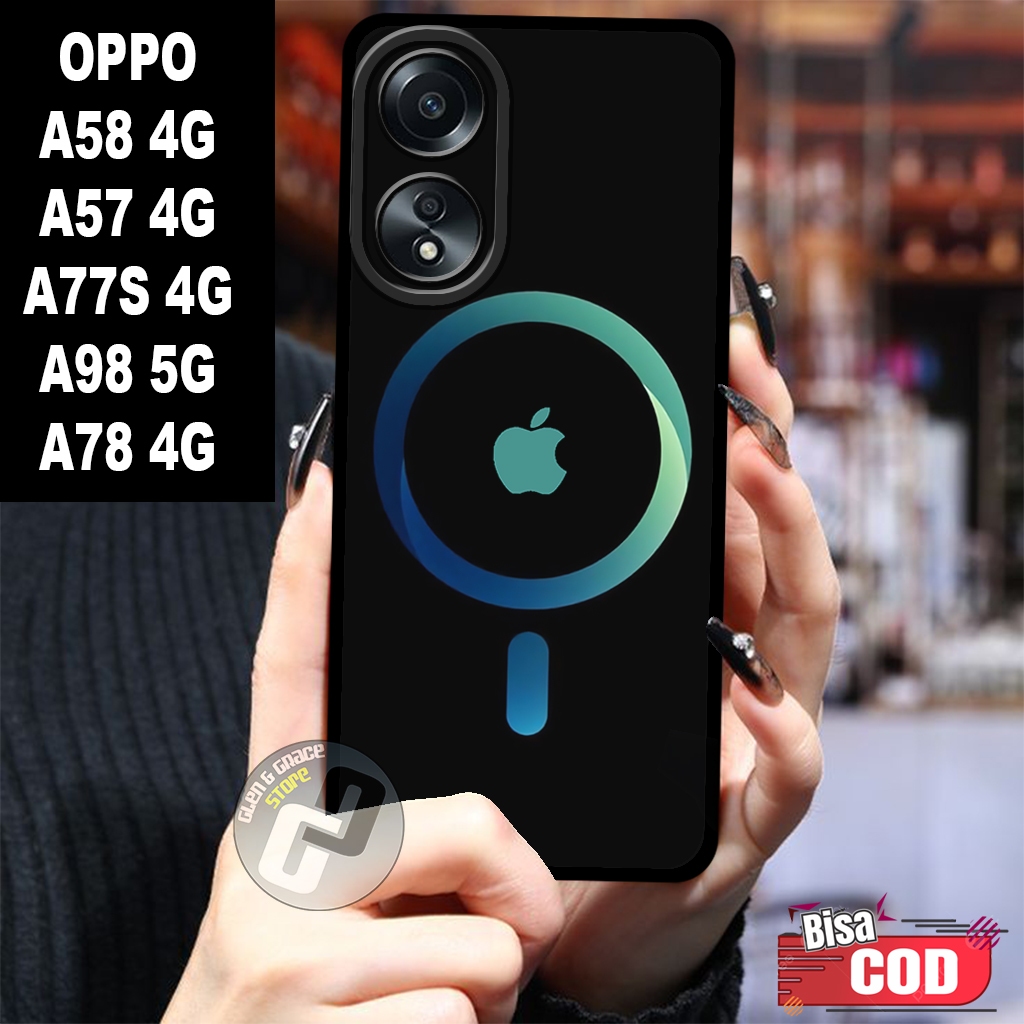 G17 - Softcase Oppo A58 4G Terbaru 2024 - softcase pro camera Oppo A57 4G - motif logo iphone-MARBLE