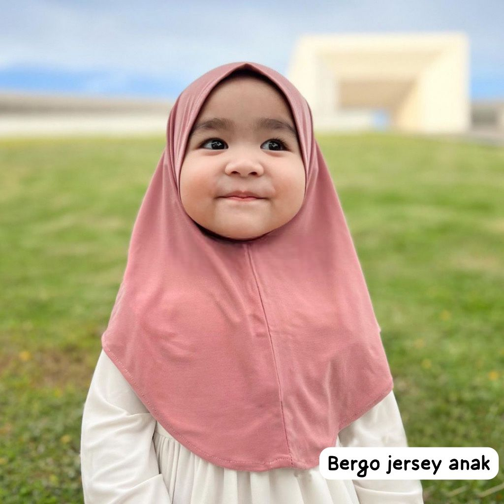 Hijab Bergo Anak Non Pet Malay Jersey Jilbab Bergo Non Pet Anak 0-7Tahun Kerudung Anak Non Pet Malay
