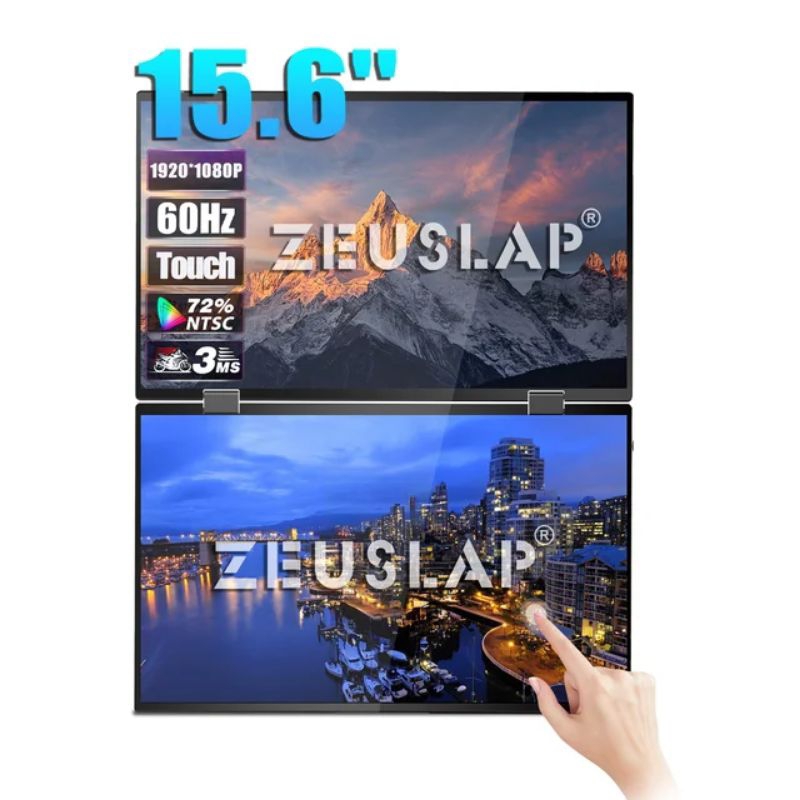 ZEUSLAP-Z15W 15.6 Inch Triple Portable Monitor USB C Extender Gaming Display with Dual Screen