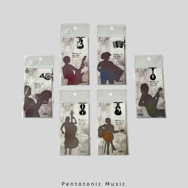 

Musical Bookmark Message Card Pembatas Buku Piano Gitar Cello Mandolin Accordion Pentatonic Music Stationery Gift