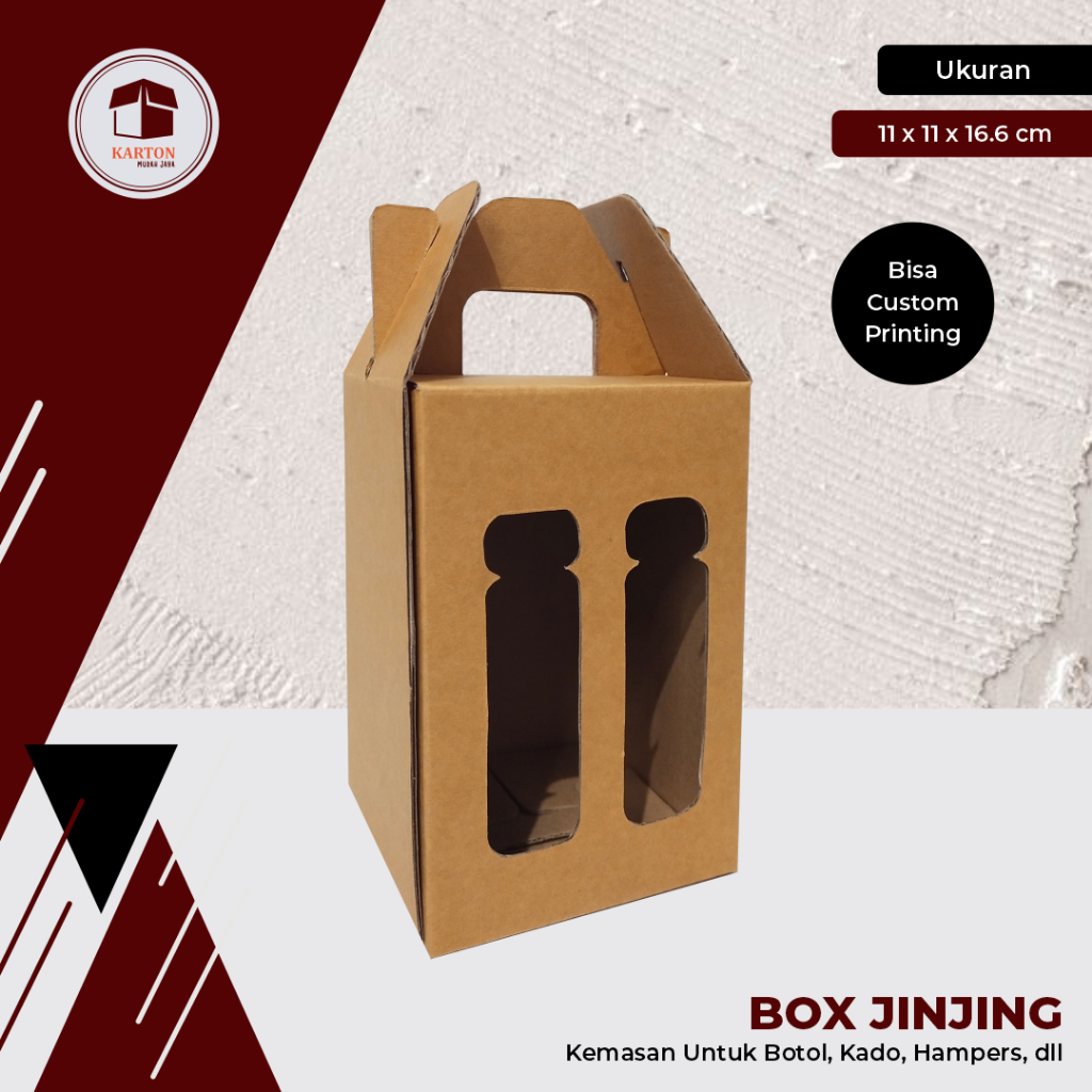 

Kardus/Box Ukuran 11 x 11 x 17 cm - Box Jinjing Botol 250 ml isi 4 - Bisa Custom Ukuran dan Sablon