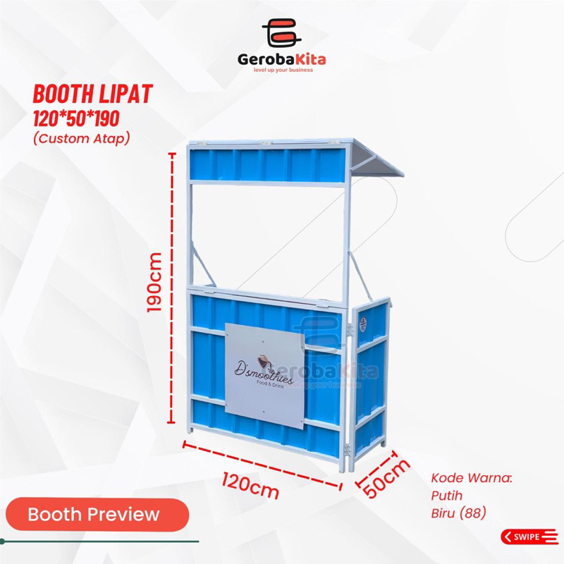 Booth Lipat 120x50x190 Custom Atap