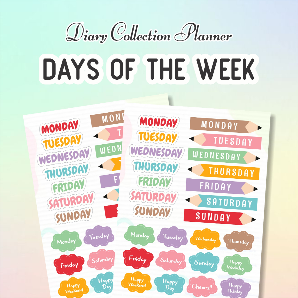 

Stiker Diary Collection Days Of The Week Cutting Colorful