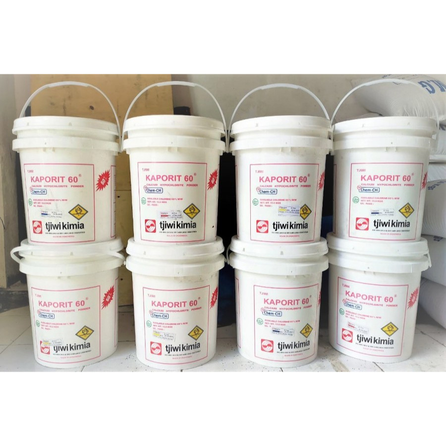 Kaporit Tjiwi kimia 60% , bubuk - Kemasan Pail 15 kg