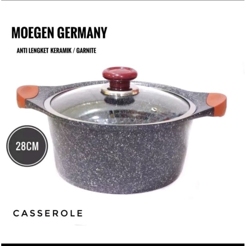 Moegen Germany Panci Granite Marble Moegen Casserole 20/24/28cm