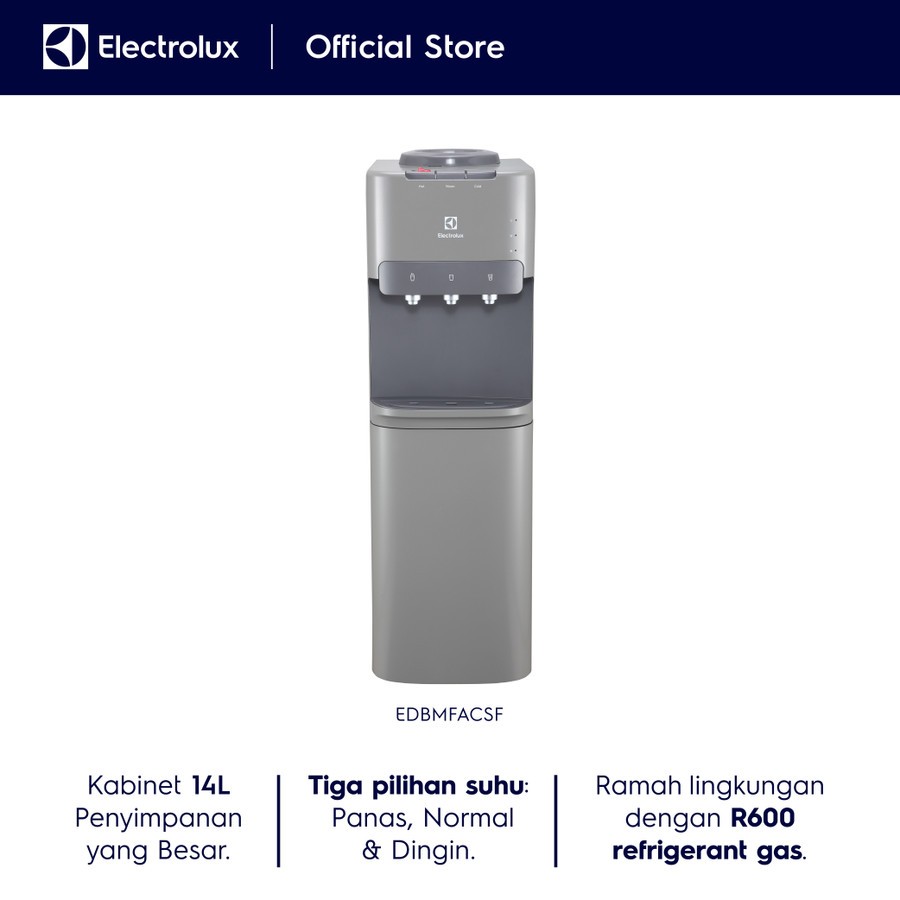 Electrolux Dispenser Air Galon Atas Silver - Child Lock- Kompresor R600 Ramah Lingkungan - Air Sedin