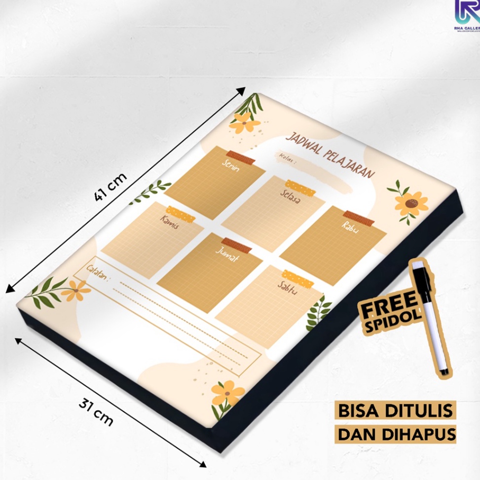 

KODE R88Z RHA GALLERY Papan Tulis Kayu Sekolah Jadwal Pelajaran Flower Planner Schedule Board Aesthetic 31x41 CM