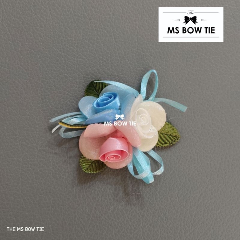 CORSAGE COTTON blue pink white korsase bunga jas biru pink putih