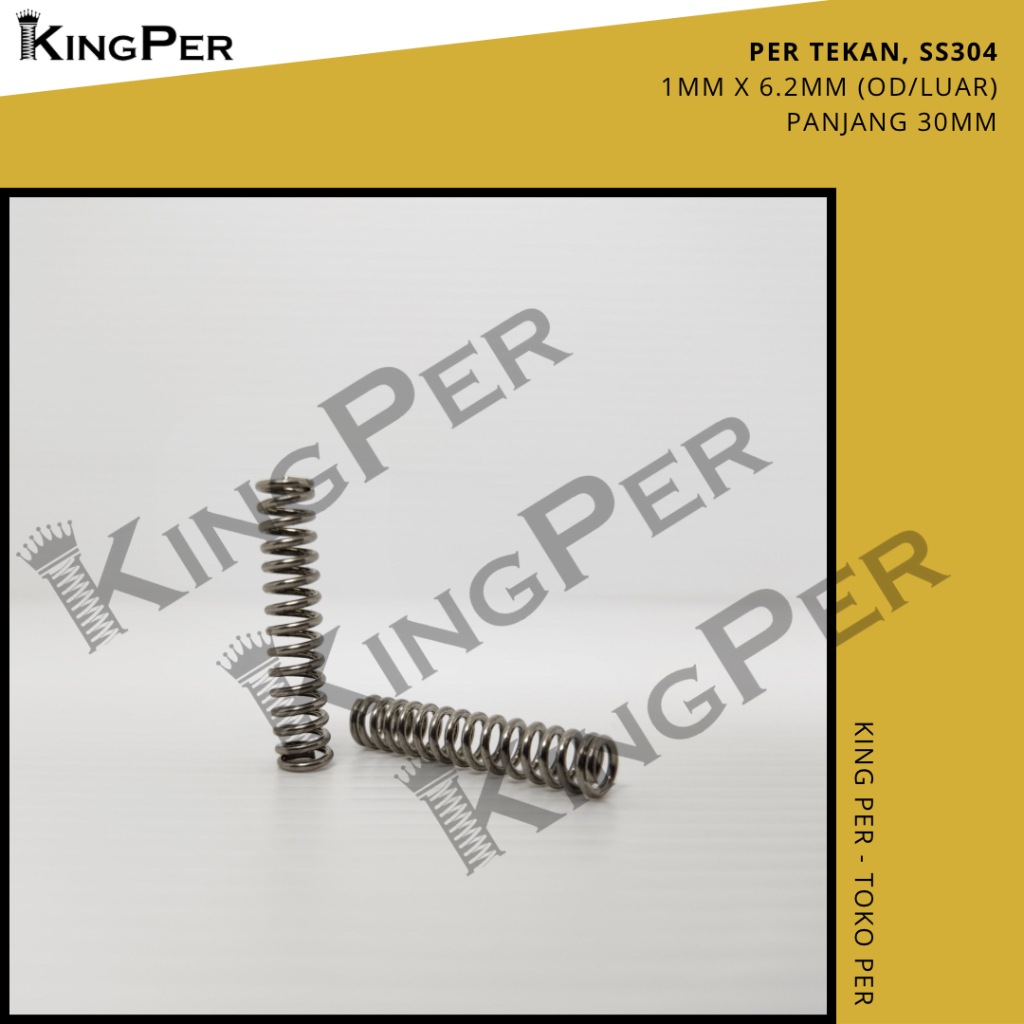 Per Tekan SS304 1mm x 6.2mm (OD), Panjang 30mm, Compression Spring Per Pegas Tekan