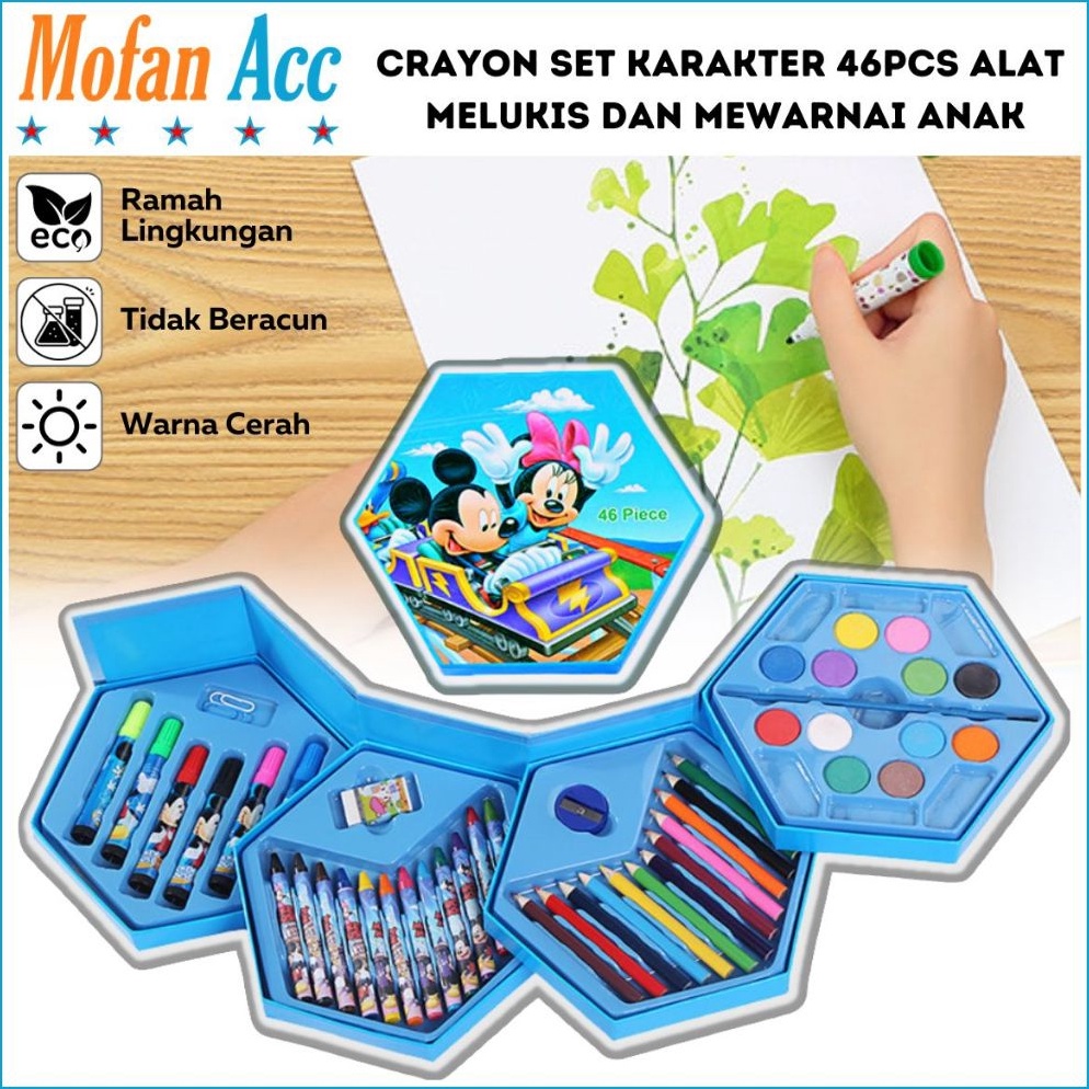 

KODE S78P Crayon Set Karakter 46 Pcs Peralatan Menggambar Mewarnai Isi 46pcs Krayon Pencil Warna Cat Air Spidol Box Kartun Lucu Paket Kit Supplies Painting Set Alat Tulis Seni Lukis Perlengkapan Sekolah Edukasi Anak Bermain Belajar Hadiah Kado Ulang