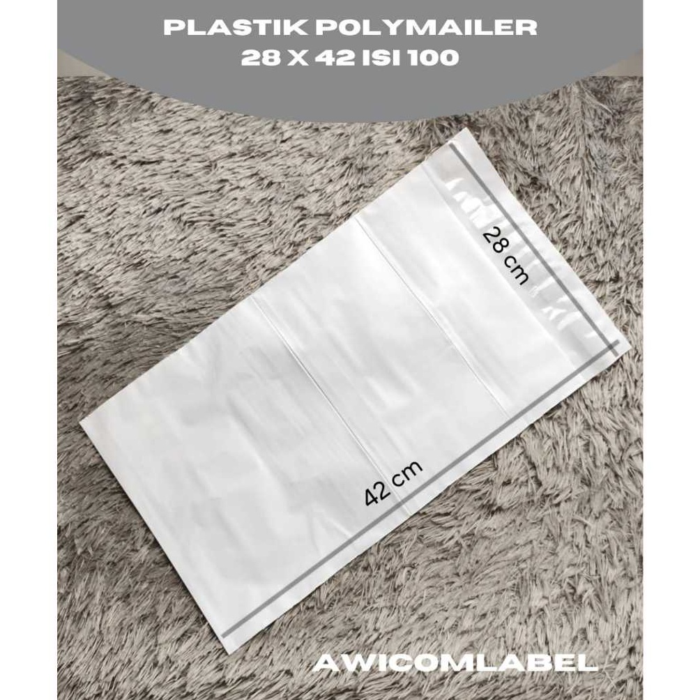 

KODE J45S 28x42 POLYMAILER PUTIH Plastik Packing ukuran 28 x 42 cm isi 1