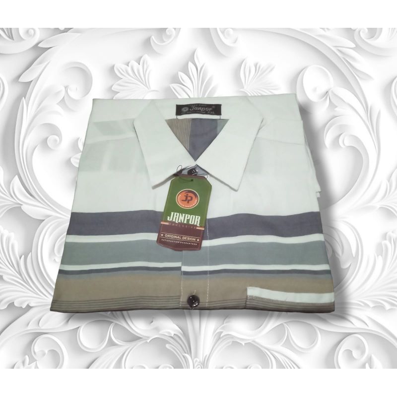 Kemeja Pria Hem Pria Lengan Pendek Kemeja Motif  Salur JANPOR Premium