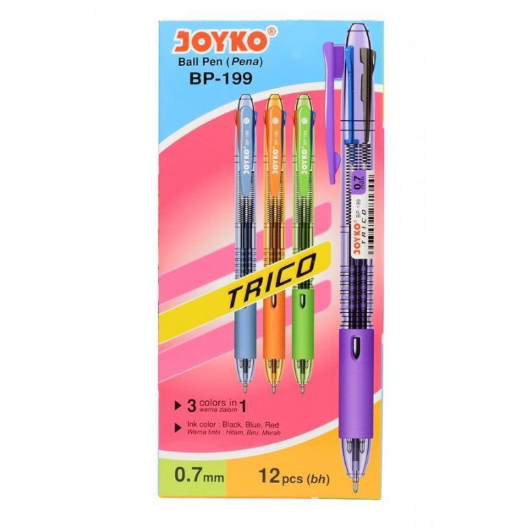 

KODE S47A Pulpen Joyko BP 199 Trico 3 warna 1pak12pcs